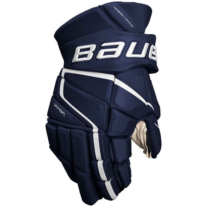 Bauer Vapor 3X Pro Eishockey-Handschuhe – Senior, Größe 14″, Navy/Rot/Weiß, Rutschfest & Atmungsaktiv