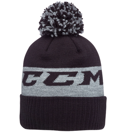 CCM Team Fleece Pom Knit Black Beanie