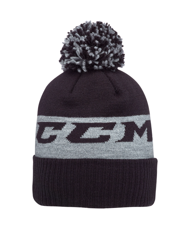 CCM Team Fleece Pom Knit Black Beanie