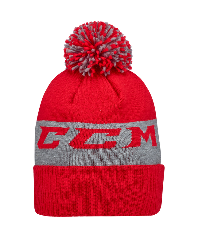 CCM Team Fleece Pom Knit Red Beanie