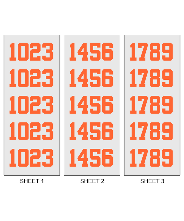 Orange Helmet Number Pack