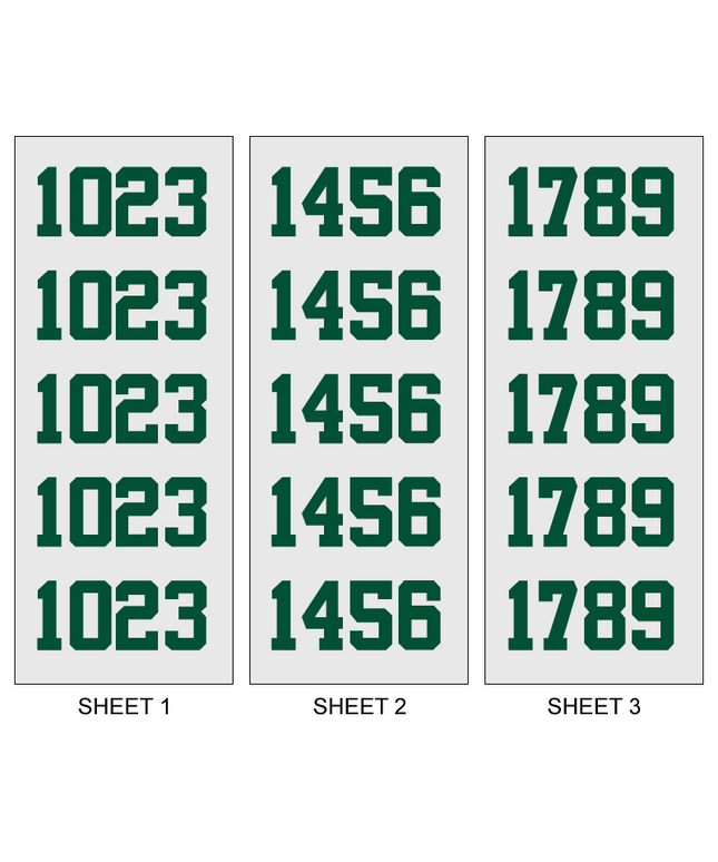 Dark Green Helmet Number Pack